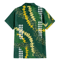 Hawaii Aloha Kakau Family Matching Mermaid Dress and Hawaiian Shirt Green Puakenikeni and Maile Lei Twist LT7 - Polynesian Pride