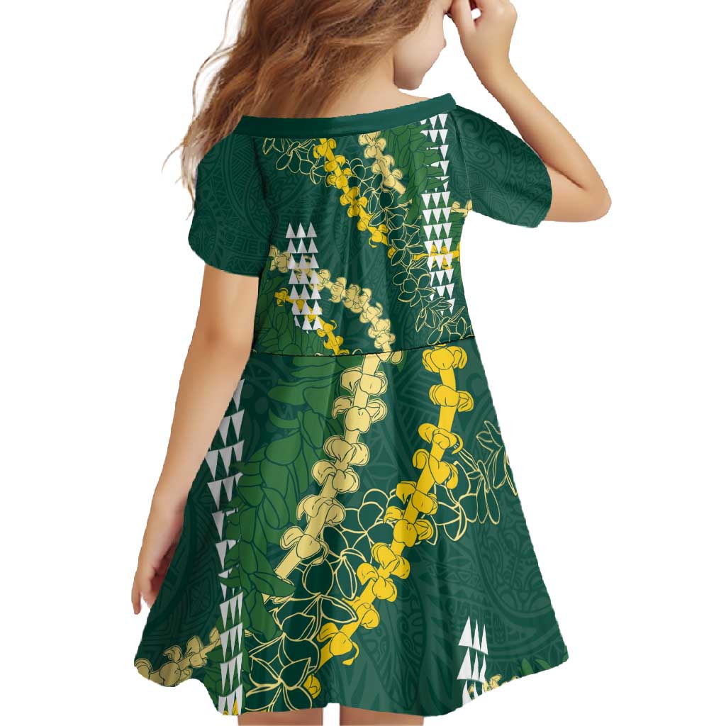 Hawaii Aloha Kakau Family Matching Off Shoulder Maxi Dress and Hawaiian Shirt Green Puakenikeni and Maile Lei Twist LT7 - Polynesian Pride