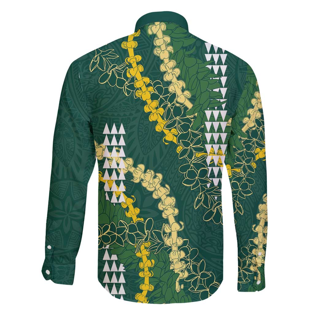 Hawaii Aloha Kakau Family Matching Off Shoulder Short Dress and Hawaiian Shirt Green Puakenikeni and Maile Lei Twist LT7 - Polynesian Pride