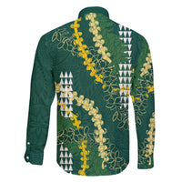 Hawaii Aloha Kakau Family Matching Puletasi and Hawaiian Shirt Green Puakenikeni and Maile Lei Twist LT7 - Polynesian Pride