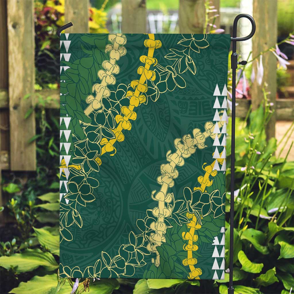 Hawaii Aloha Kakau Garden Flag Green Puakenikeni and Maile Lei Twist LT7 Garden Flag Green - Polynesian Pride