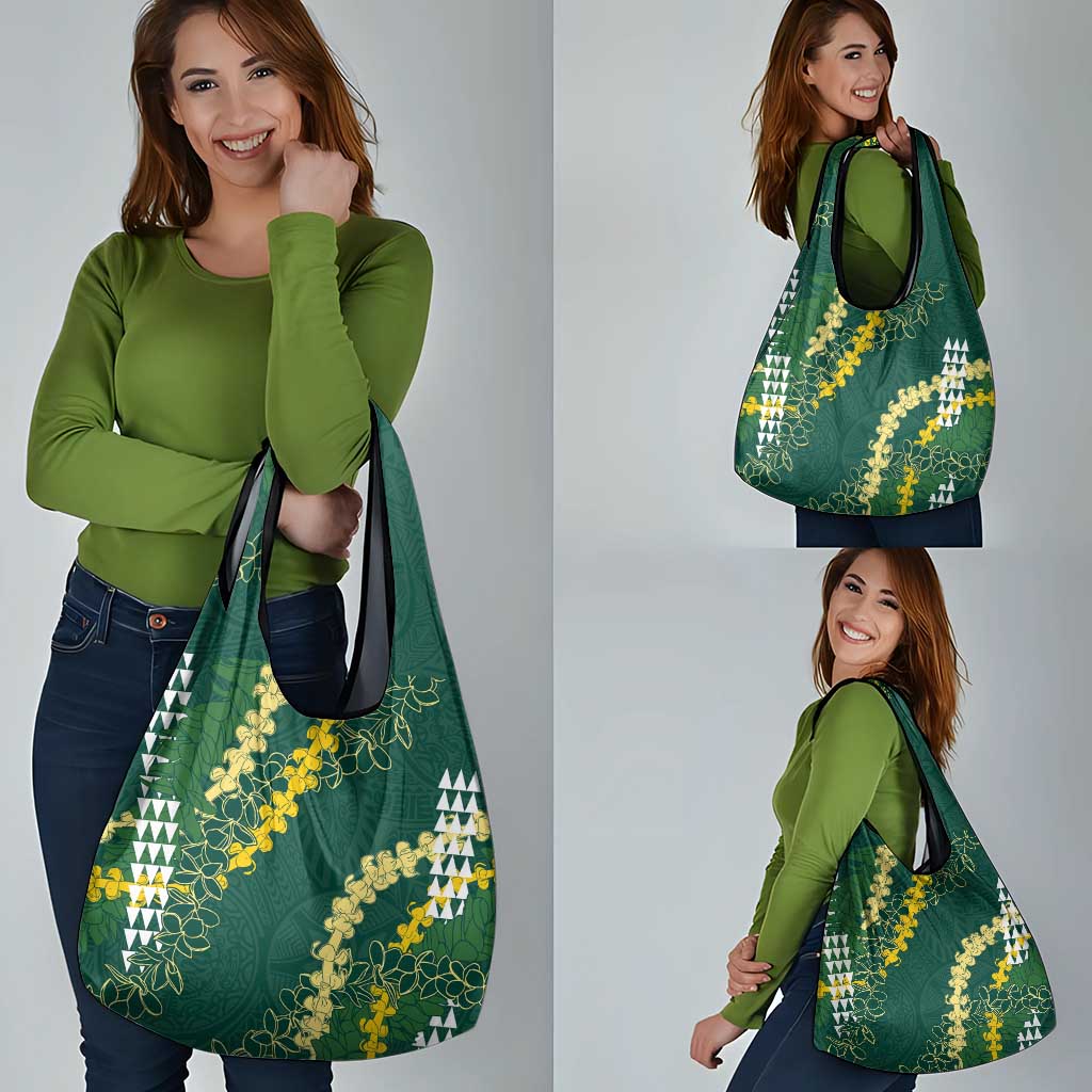 Hawaii Aloha Kakau Grocery Bag Green Puakenikeni and Maile Lei Twist LT7 - Polynesian Pride