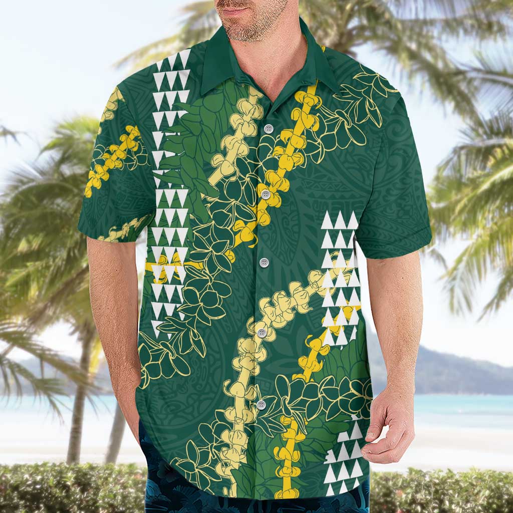 Hawaii Aloha Kakau Hawaiian Shirt Green Puakenikeni and Maile Lei Twist LT7 - Polynesian Pride