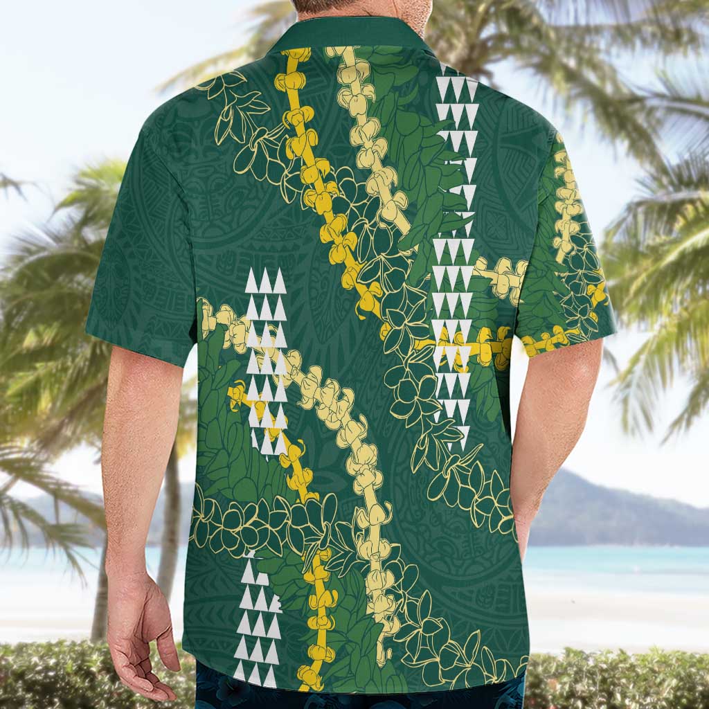 Hawaii Aloha Kakau Hawaiian Shirt Green Puakenikeni and Maile Lei Twist LT7 - Polynesian Pride