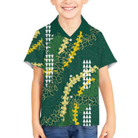 Hawaii Aloha Kakau Hawaiian Shirt Green Puakenikeni and Maile Lei Twist LT7 - Polynesian Pride