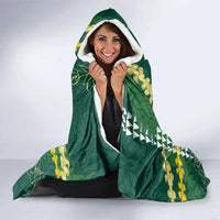 Hawaii Aloha Kakau Hooded Blanket Green Puakenikeni and Maile Lei Twist LT7 - Polynesian Pride