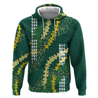 Hawaii Aloha Kakau Hoodie Green Puakenikeni and Maile Lei Twist LT7 Pullover Hoodie Green - Polynesian Pride