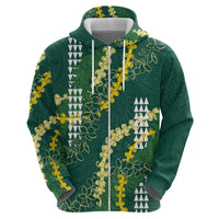 Hawaii Aloha Kakau Hoodie Green Puakenikeni and Maile Lei Twist LT7 - Polynesian Pride