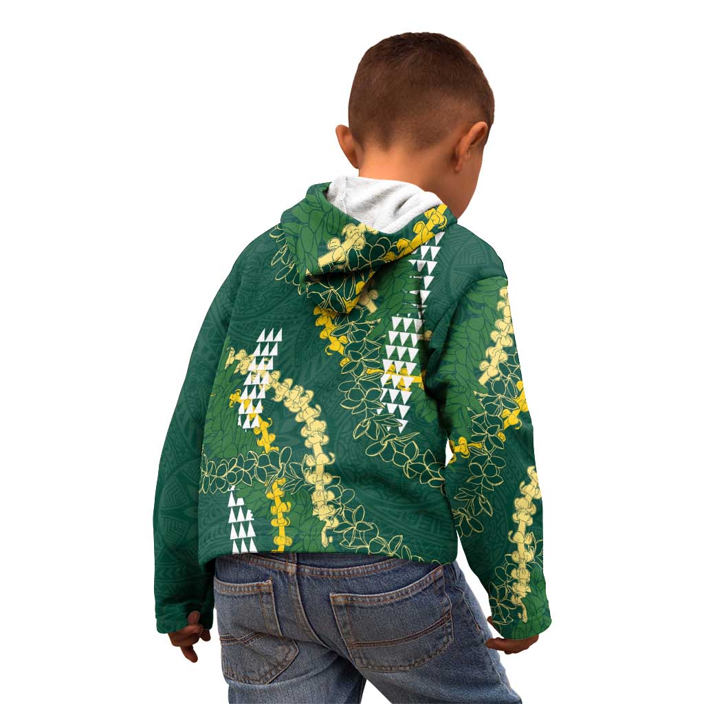 Hawaii Aloha Kakau Kid Hoodie Green Puakenikeni and Maile Lei Twist LT7 - Polynesian Pride
