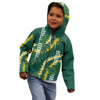 Hawaii Aloha Kakau Kid Hoodie Green Puakenikeni and Maile Lei Twist LT7 - Polynesian Pride