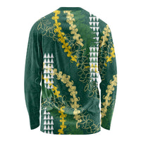 Hawaii Aloha Kakau Long Sleeve Shirt Green Puakenikeni and Maile Lei Twist LT7 - Polynesian Pride
