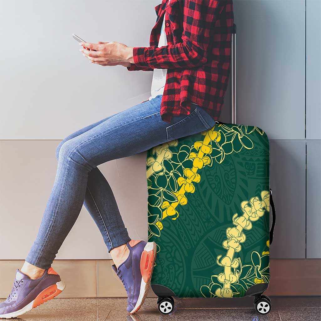 Hawaii Aloha Kakau Luggage Cover Green Puakenikeni and Maile Lei Twist LT7 - Polynesian Pride
