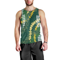 Hawaii Aloha Kakau Men Tank Top Green Puakenikeni and Maile Lei Twist LT7 - Polynesian Pride
