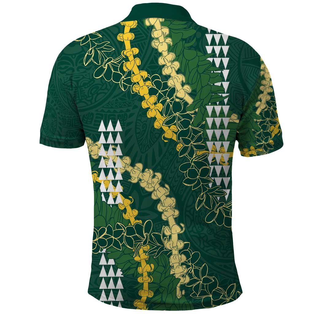 Hawaii Aloha Kakau Polo Shirt Green Puakenikeni and Maile Lei Twist LT7 - Polynesian Pride