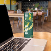 Hawaii Aloha Kakau Skinny Tumbler Green Puakenikeni and Maile Lei Twist LT7 - Polynesian Pride