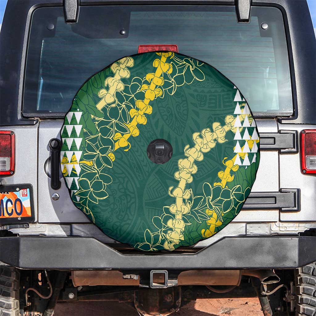 Hawaii Aloha Kakau Spare Tire Cover Green Puakenikeni and Maile Lei Twist LT7 Green - Polynesian Pride