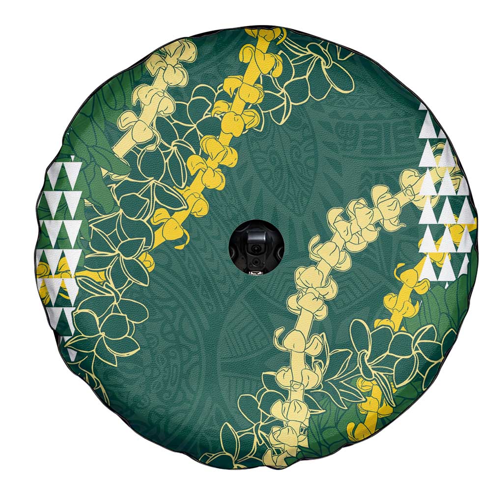 Hawaii Aloha Kakau Spare Tire Cover Green Puakenikeni and Maile Lei Twist LT7 - Polynesian Pride