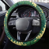 Hawaii Aloha Kakau Steering Wheel Cover Green Puakenikeni and Maile Lei Twist LT7 - Polynesian Pride