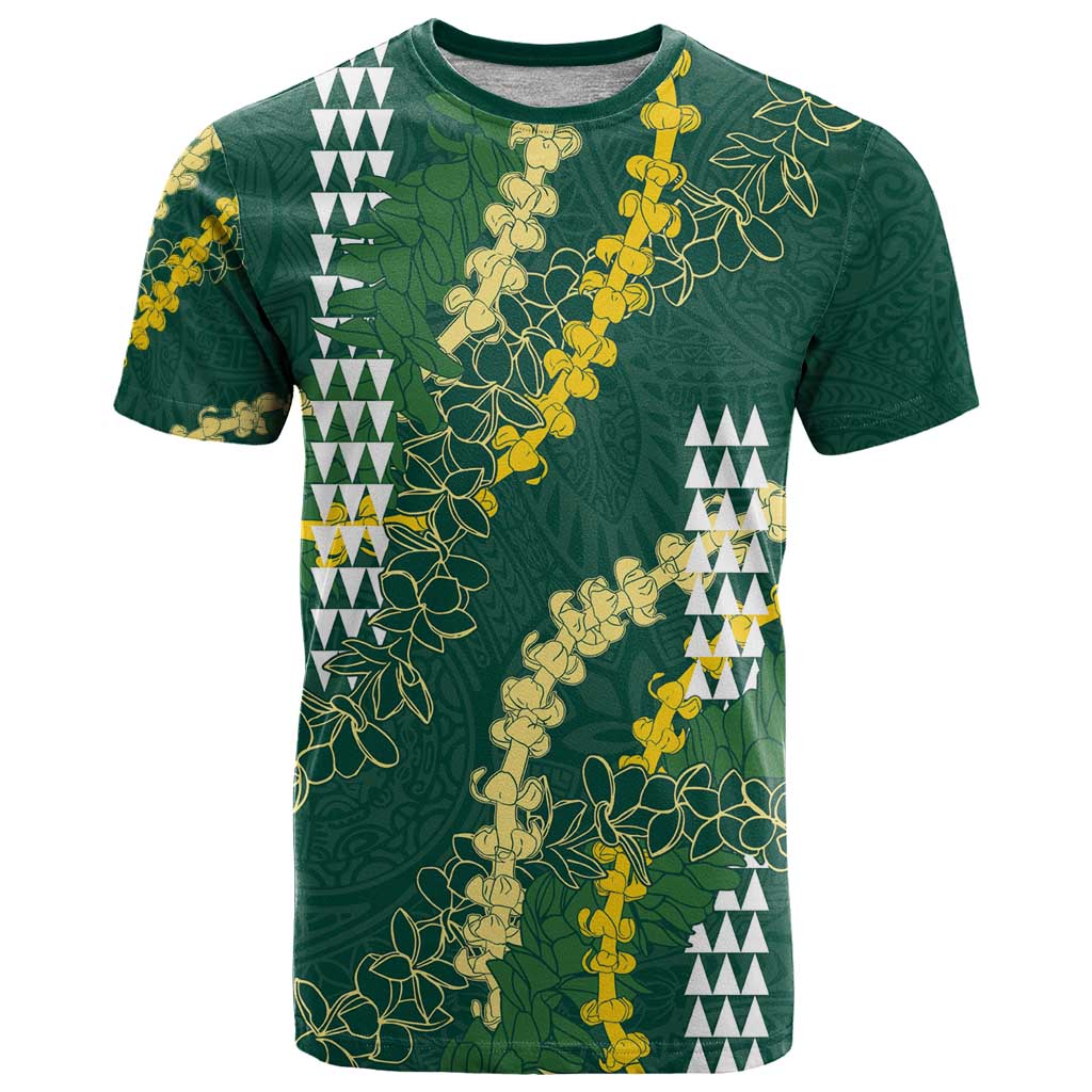 Hawaii Aloha Kakau T Shirt Green Puakenikeni and Maile Lei Twist LT7 Green - Polynesian Pride