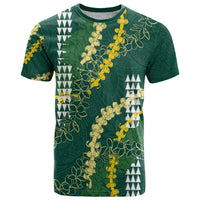 Hawaii Aloha Kakau T Shirt Green Puakenikeni and Maile Lei Twist LT7 Green - Polynesian Pride