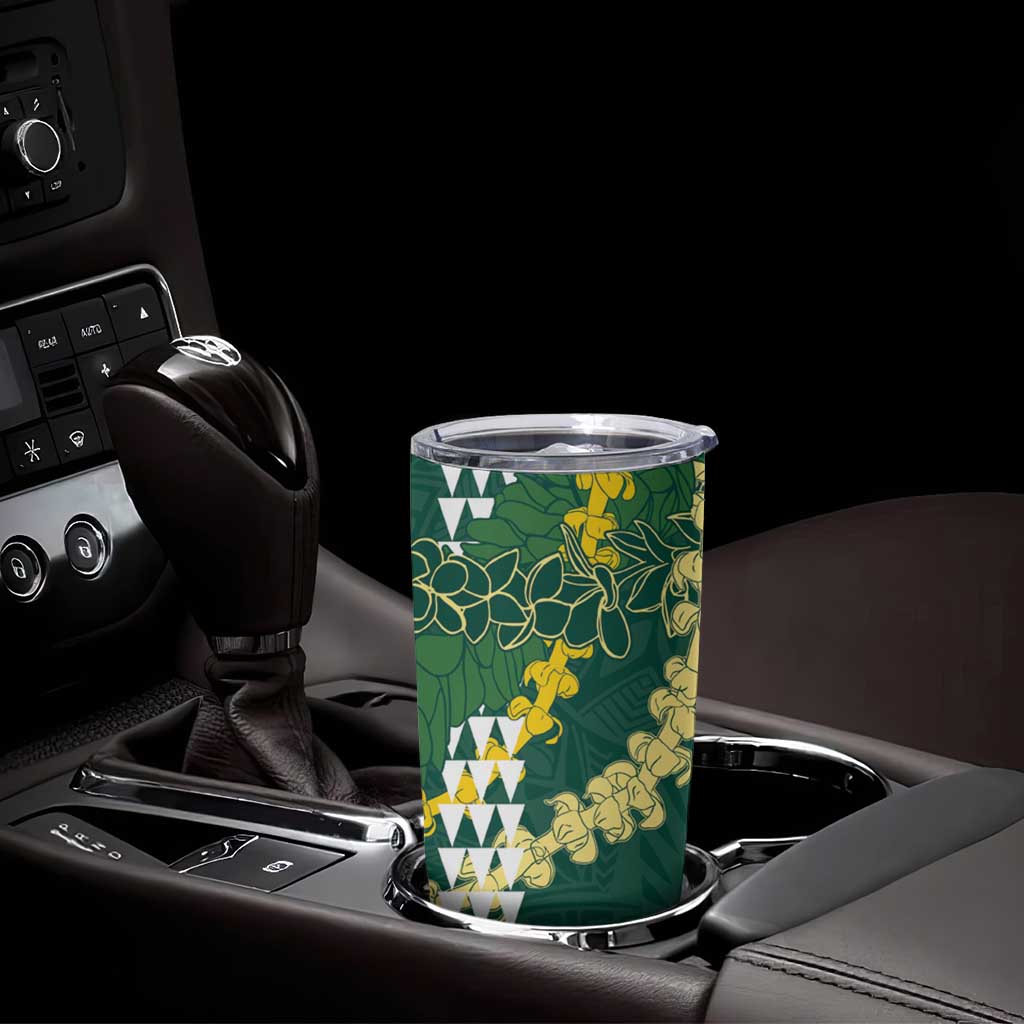 Hawaii Aloha Kakau Tumbler Cup Green Puakenikeni and Maile Lei Twist LT7 - Polynesian Pride