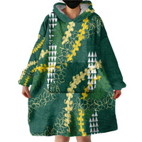 Hawaii Aloha Kakau Wearable Blanket Hoodie Green Puakenikeni and Maile Lei Twist LT7 - Polynesian Pride