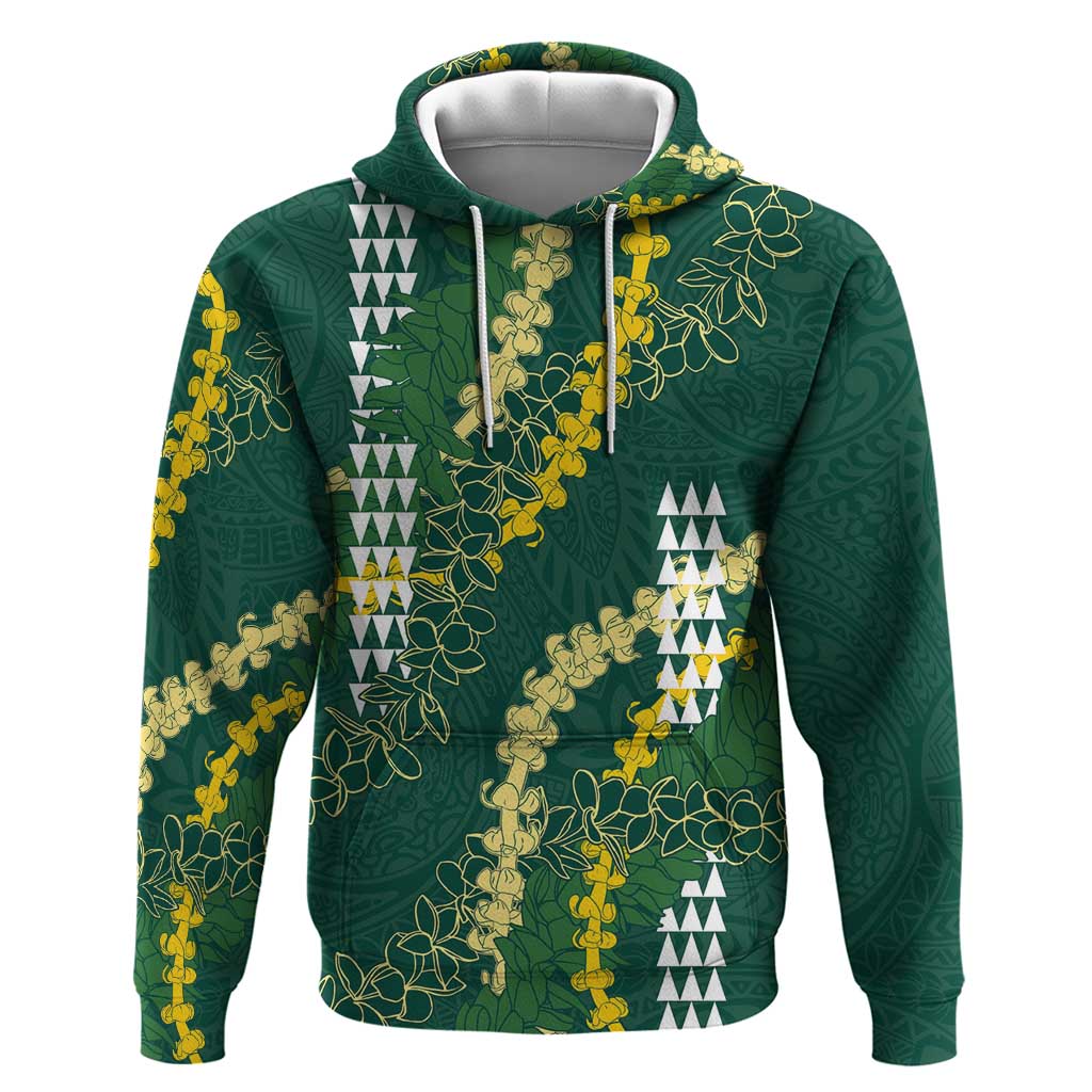 Hawaii Aloha Kakau Zip Hoodie Green Puakenikeni and Maile Lei Twist LT7 Pullover Hoodie Green - Polynesian Pride