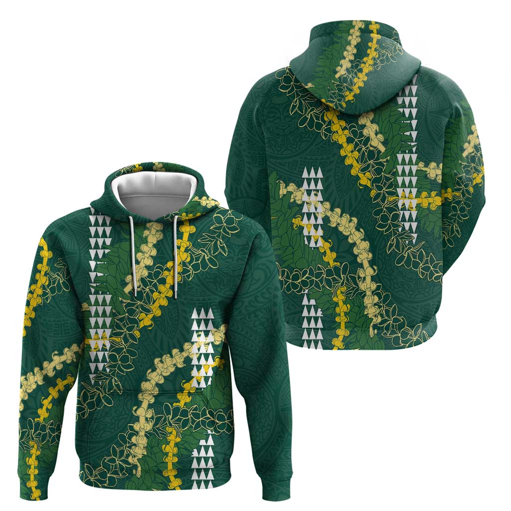 Hawaii Aloha Kakau Zip Hoodie Green Puakenikeni and Maile Lei Twist LT7 - Polynesian Pride