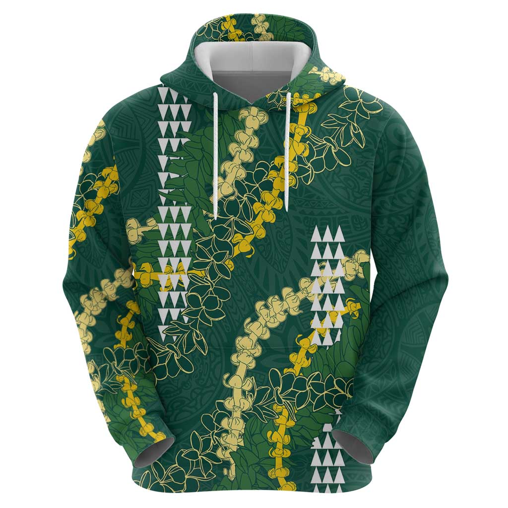 Hawaii Aloha Kakau Zip Hoodie Green Puakenikeni and Maile Lei Twist LT7 - Polynesian Pride