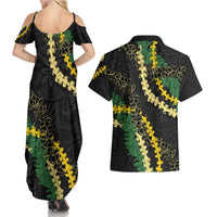 Hawaii Puakenikeni - Maile Lei Couples Matching Summer Maxi Dress and Hawaiian Shirt Obsidian Black LT7 - Polynesian Pride