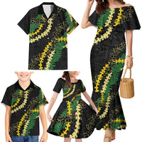 Hawaii Puakenikeni - Maile Lei Family Matching Mermaid Dress and Hawaiian Shirt Obsidian Black LT7 - Polynesian Pride