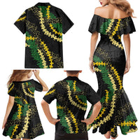 Hawaii Puakenikeni - Maile Lei Family Matching Mermaid Dress and Hawaiian Shirt Obsidian Black LT7 - Polynesian Pride