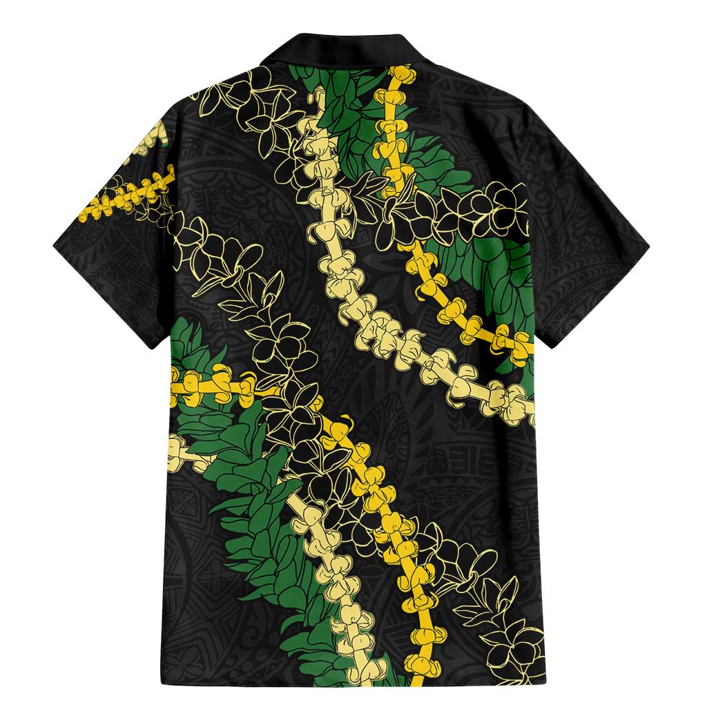 Hawaii Puakenikeni - Maile Lei Family Matching Mermaid Dress and Hawaiian Shirt Obsidian Black LT7 - Polynesian Pride