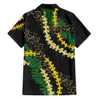 Hawaii Puakenikeni - Maile Lei Family Matching Off The Shoulder Long Sleeve Dress and Hawaiian Shirt Obsidian Black LT7 - Polynesian Pride