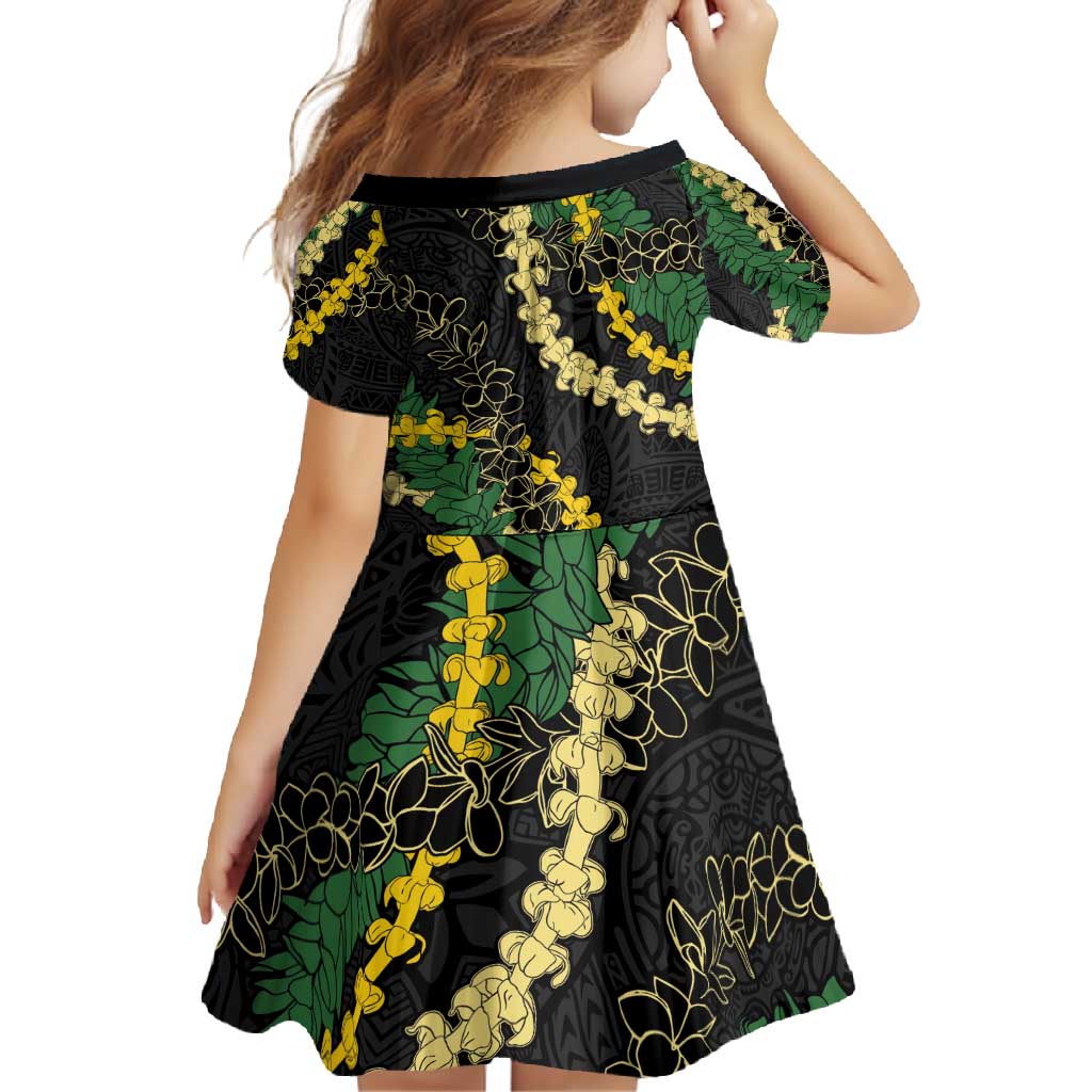 Hawaii Puakenikeni - Maile Lei Family Matching Off Shoulder Maxi Dress and Hawaiian Shirt Obsidian Black LT7 - Polynesian Pride
