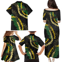 Hawaii Puakenikeni - Maile Lei Family Matching Puletasi and Hawaiian Shirt Obsidian Black LT7 - Polynesian Pride