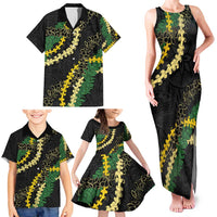 Hawaii Puakenikeni - Maile Lei Family Matching Tank Maxi Dress and Hawaiian Shirt Obsidian Black LT7 - Polynesian Pride