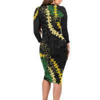 Hawaii Puakenikeni - Maile Lei Long Sleeve Bodycon Dress Obsidian Black LT7 - Polynesian Pride