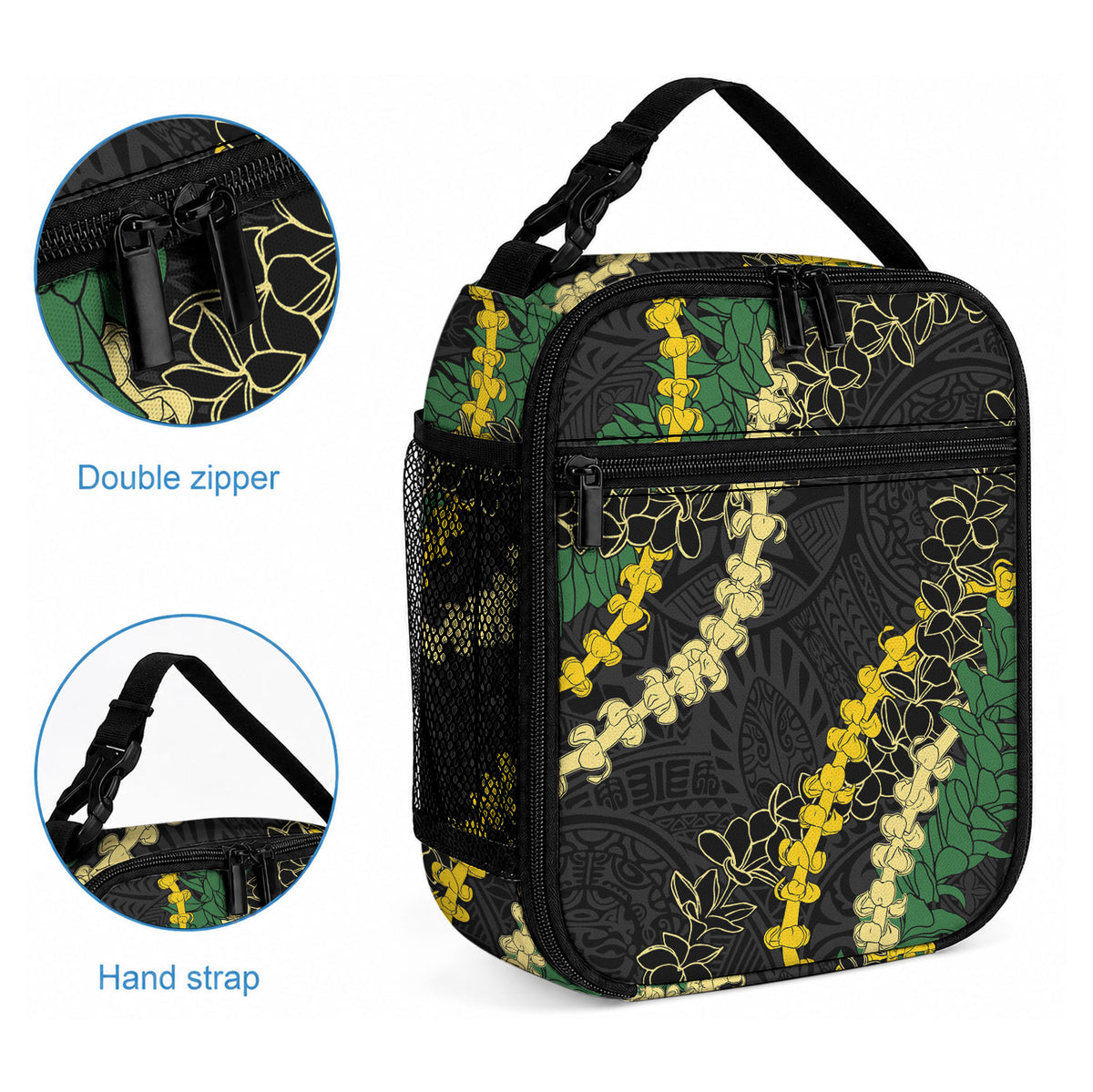 Hawaii Puakenikeni - Maile Lei Lunch Bag Obsidian Black