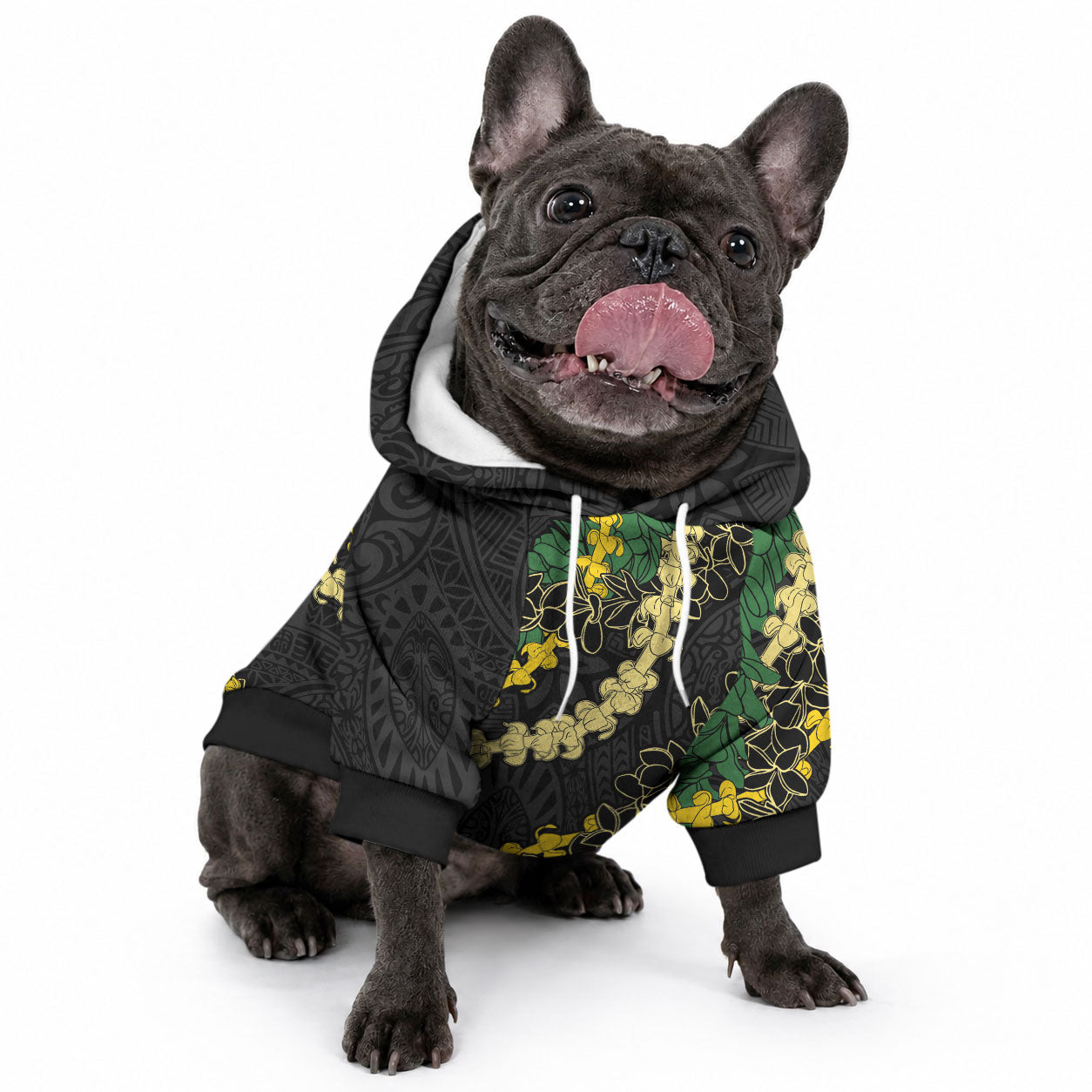 Hawaii Puakenikeni - Maile Lei Pet Hoodie Obsidian Black