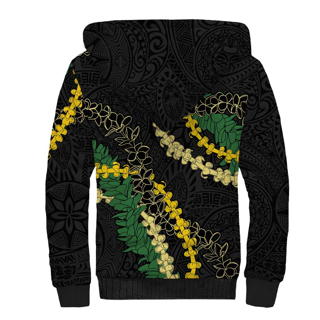 Hawaii Puakenikeni - Maile Lei Sherpa Hoodie Obsidian Black LT7 - Polynesian Pride