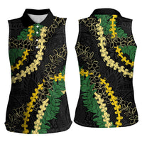 Hawaii Puakenikeni - Maile Lei Women Sleeveless Polo Shirt Obsidian Black LT7 - Polynesian Pride
