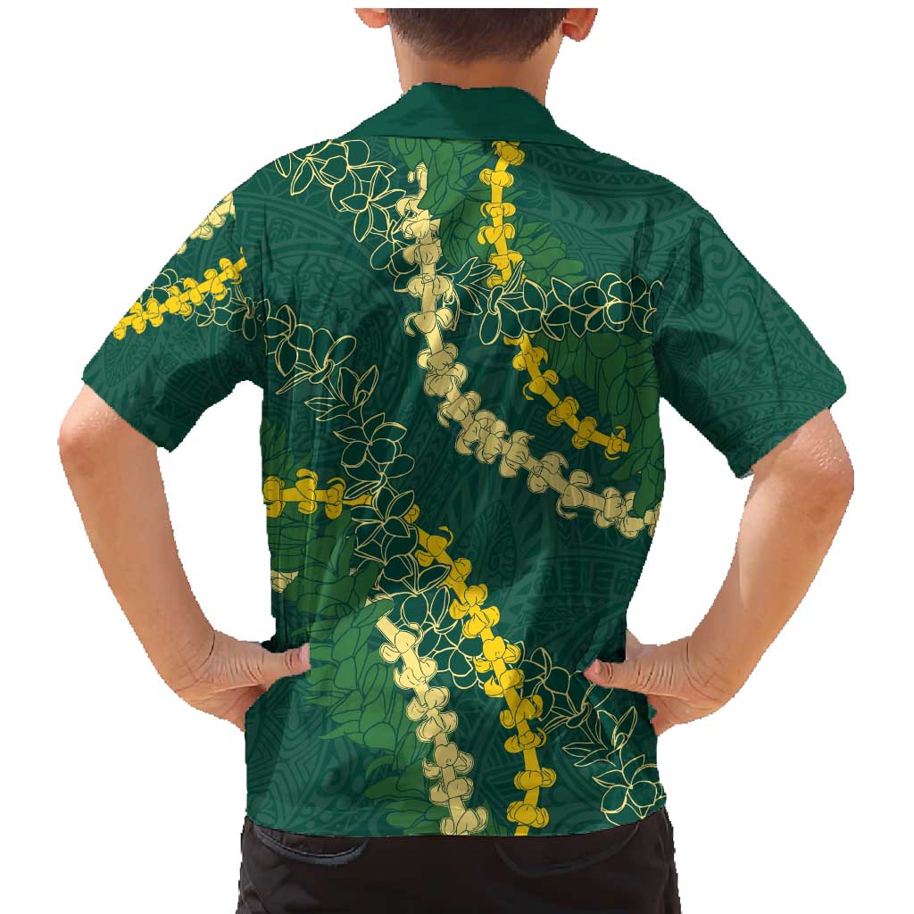 Hawaii Puakenikeni - Maile Lei Family Matching Mermaid Dress and Hawaiian Shirt Sage Green LT7 - Polynesian Pride