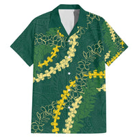 Hawaii Puakenikeni - Maile Lei Family Matching Mermaid Dress and Hawaiian Shirt Sage Green LT7 Dad's Shirt - Short Sleeve Sage Green - Polynesian Pride
