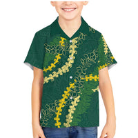 Hawaii Puakenikeni - Maile Lei Family Matching Mermaid Dress and Hawaiian Shirt Sage Green LT7 Son's Shirt Sage Green - Polynesian Pride