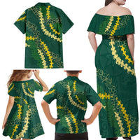 Hawaii Puakenikeni - Maile Lei Family Matching Off Shoulder Maxi Dress and Hawaiian Shirt Sage Green LT7 - Polynesian Pride