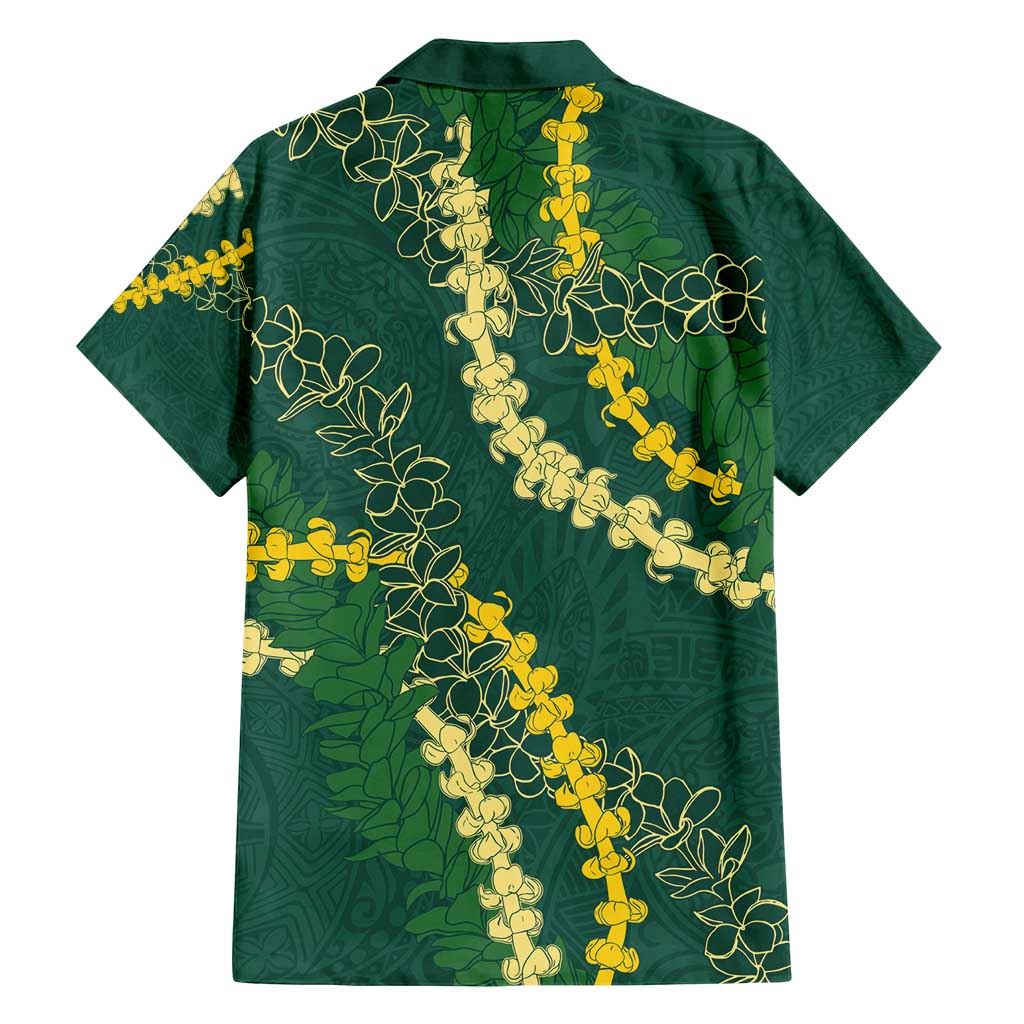Hawaii Puakenikeni - Maile Lei Family Matching Off Shoulder Short Dress and Hawaiian Shirt Sage Green LT7 - Polynesian Pride
