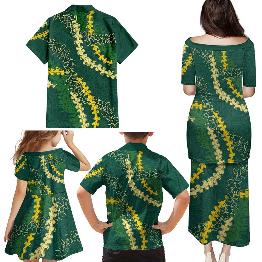 Hawaii Puakenikeni - Maile Lei Family Matching Puletasi and Hawaiian Shirt Sage Green LT7 - Polynesian Pride