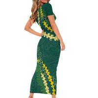 Hawaii Puakenikeni - Maile Lei Family Matching Short Sleeve Bodycon Dress and Hawaiian Shirt Sage Green LT7 - Polynesian Pride