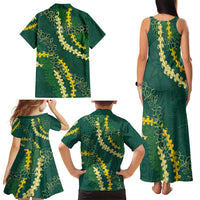 Hawaii Puakenikeni - Maile Lei Family Matching Tank Maxi Dress and Hawaiian Shirt Sage Green LT7 - Polynesian Pride